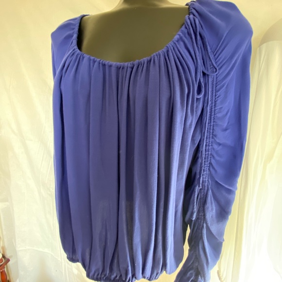 Free People // Royal Blue Cinch Tie Blouse - Picture 2 of 8